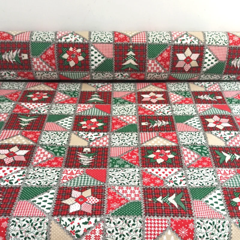 Patchwork Navidad . Loneta estampada. - Imagen 4