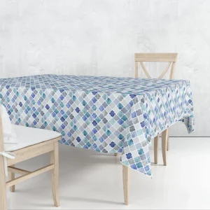 ALHAMBRA.  Mantel de mesa con estampado azul