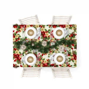Merry Christmas. Mantel de loneta con estampado de Navidad.