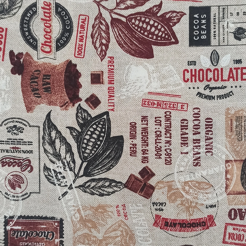 Chocolate. Loneta estampada ancho 2,8 m. - Imagen 2