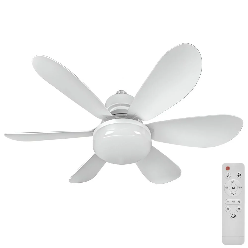 Ventilador con Luz LED A-F27502 3 Velocidades Porta Foco 22cm Blanco - Imagen 2